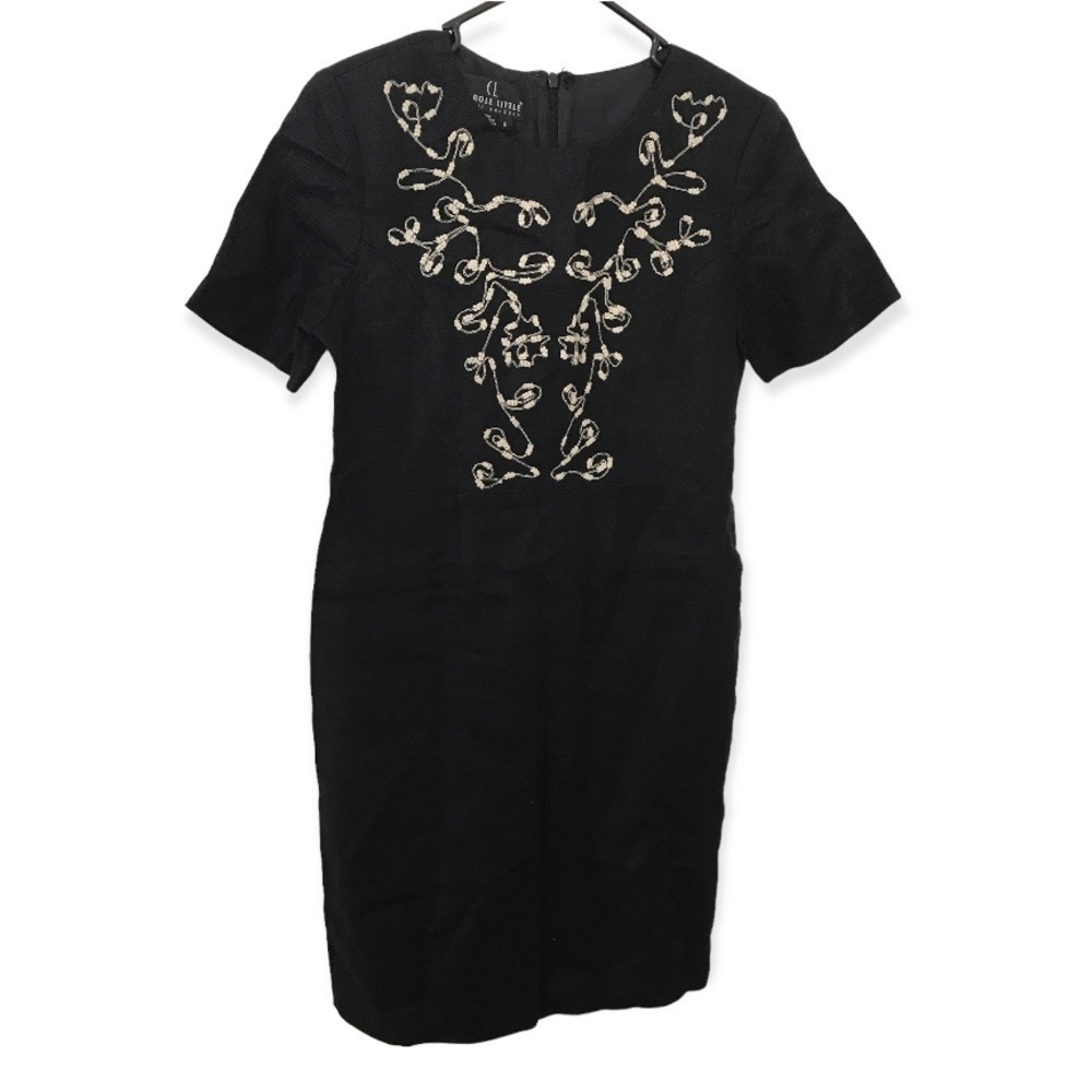 Vintage Carole little 100% linen short sleeve embroidery dress
